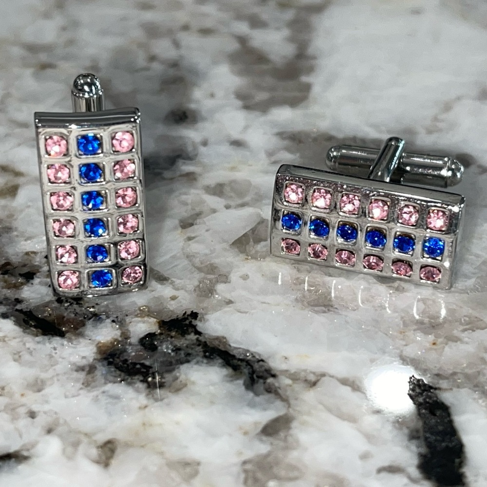 Blue and pink cuff links